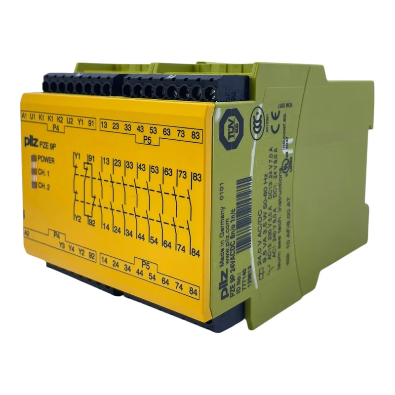 Pilz PZE 9P Sicherheitsrelais 24VAC/DC 8n/o 1n/c 7A 240V 777140