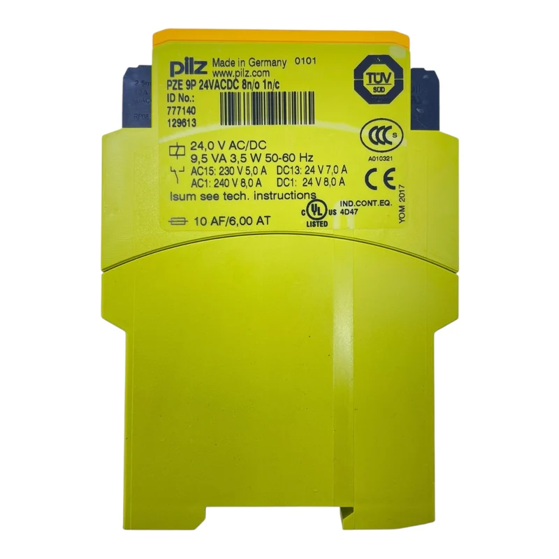 Pilz PZE 9P Sicherheitsrelais 24VAC/DC 8n/o 1n/c 7A 240V 777140