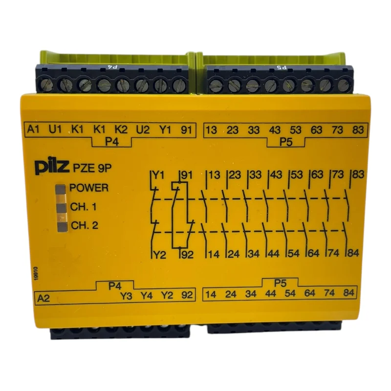 Pilz PZE 9P Sicherheitsrelais 24VAC/DC 8n/o 1n/c 7A 240V 777140