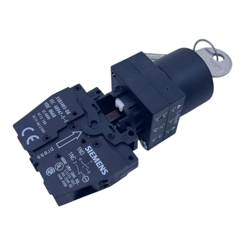 Siemens Schlüsselschalter 3SB3403-0A 1Ö/1S 6A/230V Tastendruck schwarz