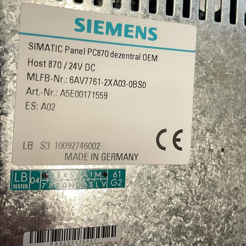 Siemens SIMATIC Panel PC870 24V 6AV7761-2XA03-0BS0 mit KHS Touchscreen-Display