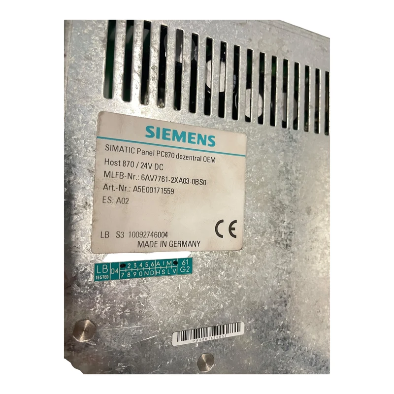 Siemens SIMATIC Panel PC870 24V 6AV7761-2XA03-0BS0 mit KHS Touchscreen-Display