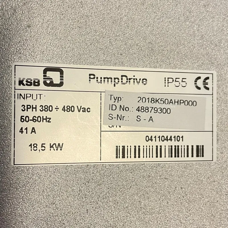 KSB Frequenzumrichter 18,5kW 2018K50AHP000 PumpDrive IP55 380–480V