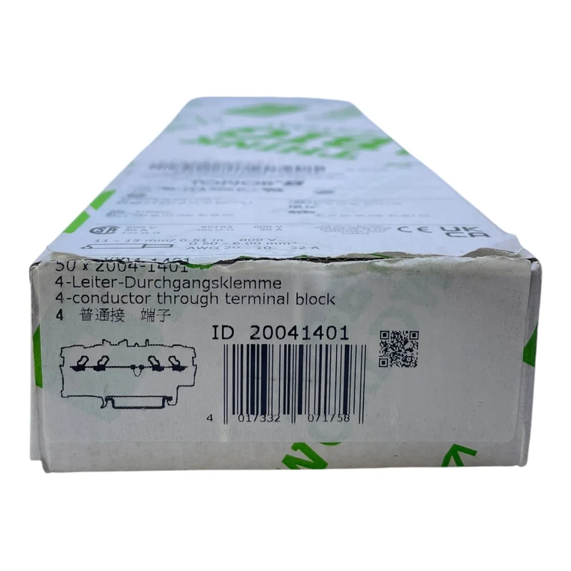 WAGO Durchgangsklemme 4-Leiter 4mm² 2004-1401 TOPJOB S VE:50 stk