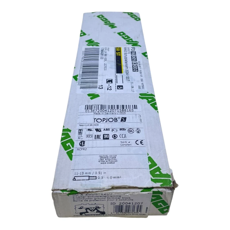 WAGO 2-Leiter-Schutzleiterklemme 4mm² 2004-1207 VE:84stk