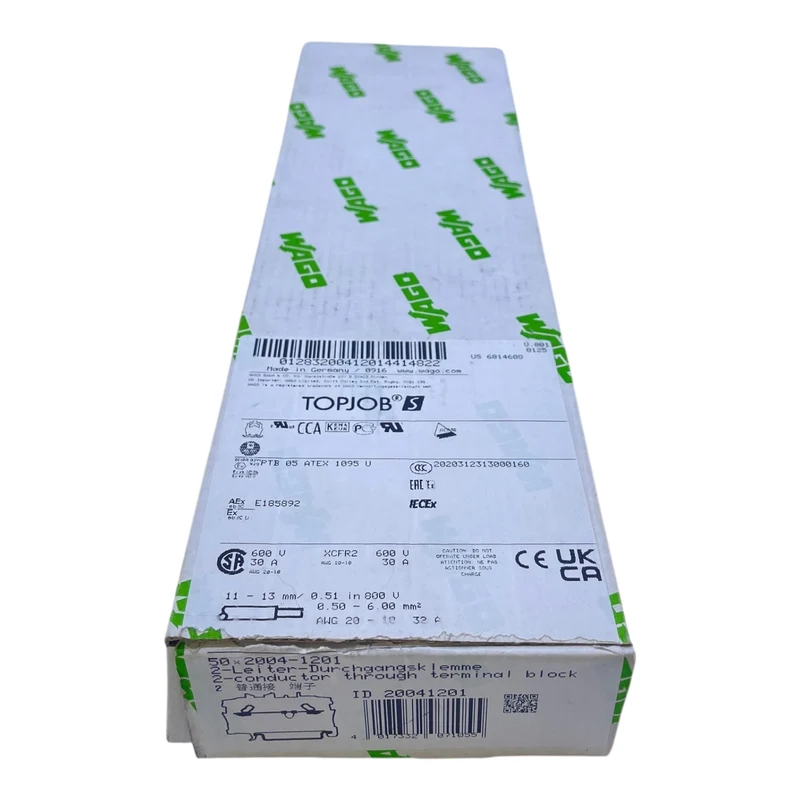 WAGO 2-Leiter-Durchgangsklemme 2004-1201 4mm² 800V 30A grau VE:40Stk