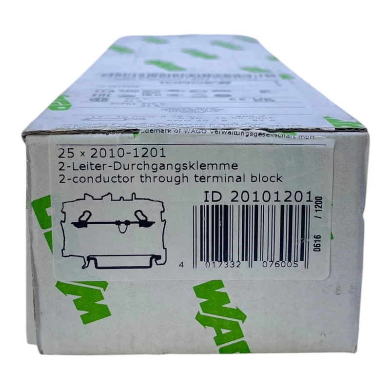 WAGO Durchgangsklemme 2-Leiter 10mm² 800V 65A 2010-1201 VE:31 Stk