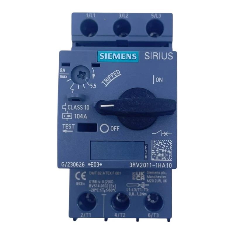 Siemens Motorschutzschalter 5,5-8A 3RV2011-1HA10 SIRIUS 1,1–1,6Nm