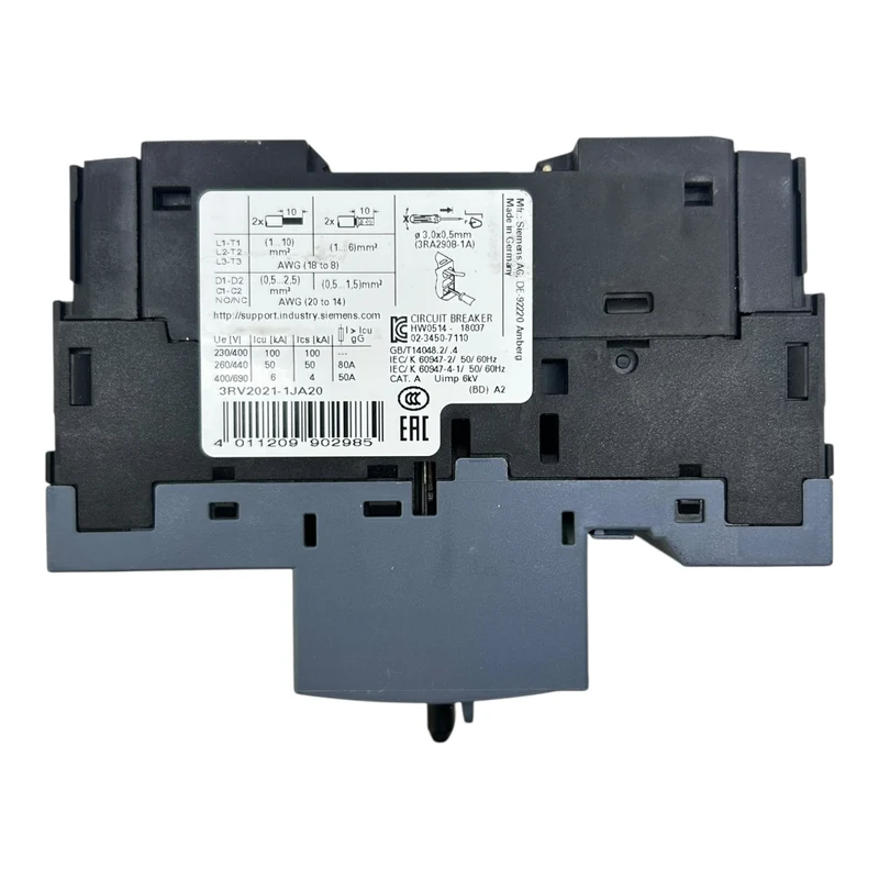 Siemens Motorschutzschalter 7–10A 3RV2021-1JA20 130A 690V Class 10 3-polig