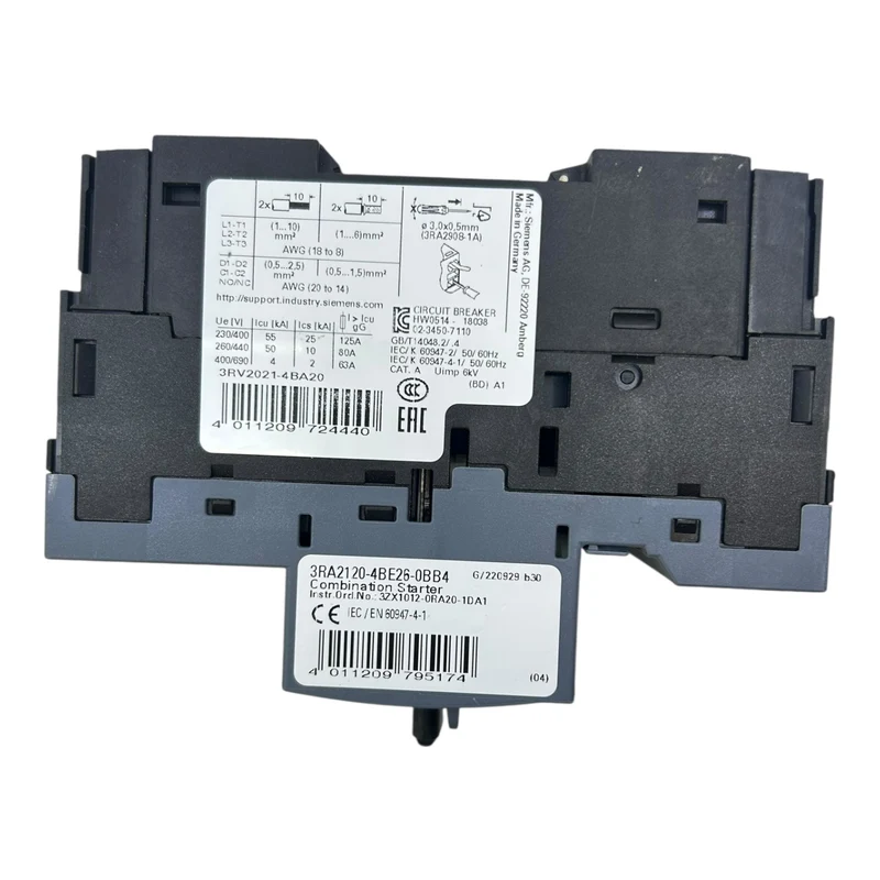 Siemens Sirius Motorschutzschalter 3RV2021-4BA20 20A 260A 3-polig 400V AC