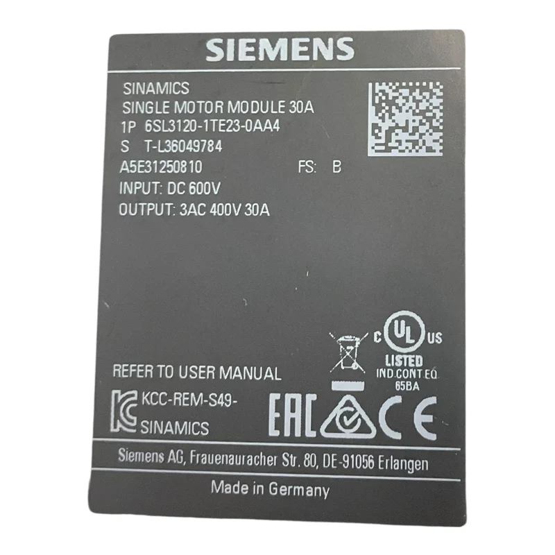 Siemens Sinamics Motor Modul 6SL3120-1TE23-0AA4 30A 3AC 400V