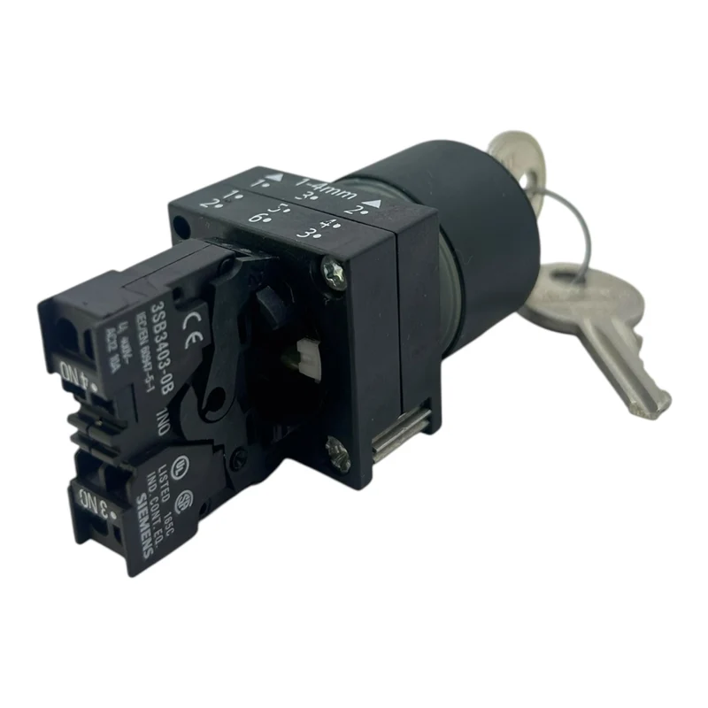 Siemens Schlüsselschalter 3SB3403-0B 1S 10A 400V mit Schlüssel schwarz Siemens