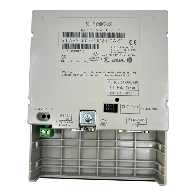 Siemens Operator Panel OP7-DP 6AV3607-1JC20-0AX1 HMI 24V Profibus RS232