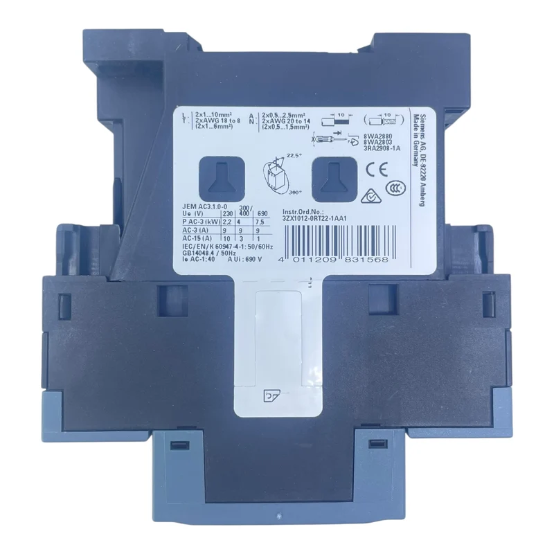 Siemens 3-poliger Leistungsschütz SIRIUS 9 A 24 V DC 3RT2023-2BB40