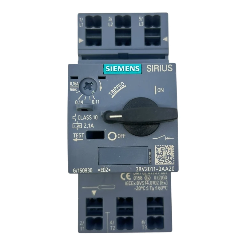 Siemens Motorschutzschalter SIRIUS 0,11–0,16 A 3RV2011-0AA20 3-polig