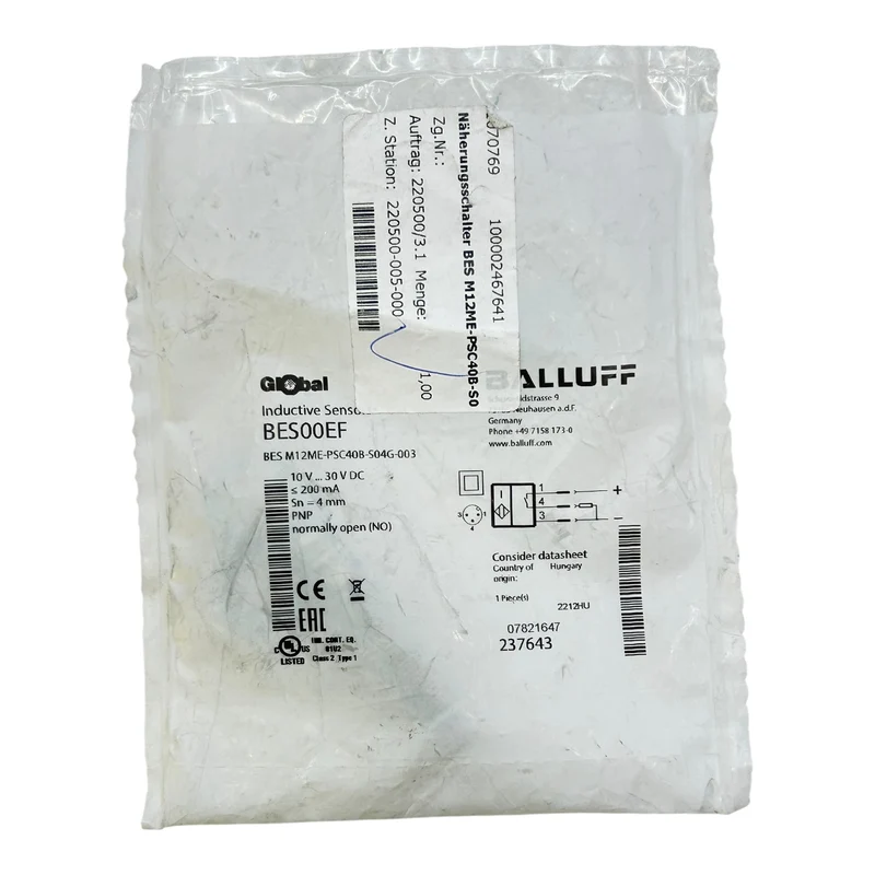 Balluff Sensor Induktiv M12 PNP BES00EF BESM12ME-PSC40B-S04G-003