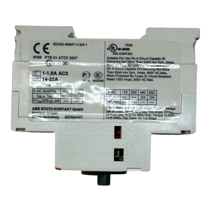 ABB Motorschutzschalter 1–1,6A MS325 690V 100kA ATEX 6kV 3-polig