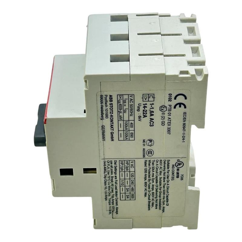 ABB Motorschutzschalter 1–1,6A MS325 690V 100kA ATEX 6kV 3-polig