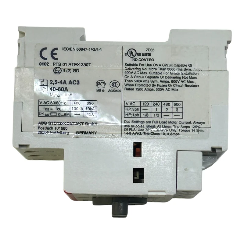 ABB Motorschutzschalter 2,5–4A MS325 690V 100kA HKF-11 ATEX 6kV 3-polig