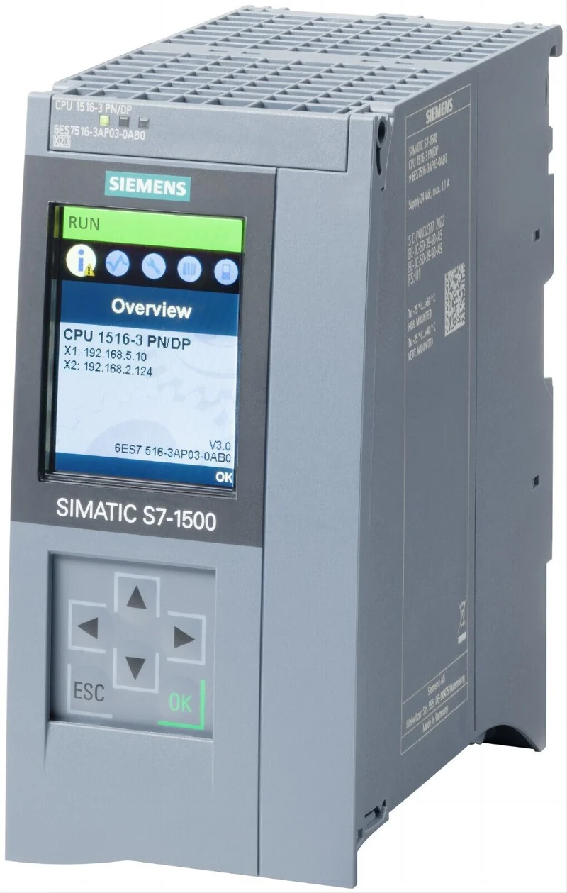 Siemens 6ES7516-3AP03-0AB0 SIMATIC S7-1500 CPU 1516-3 PN/DP Central Processing Unit