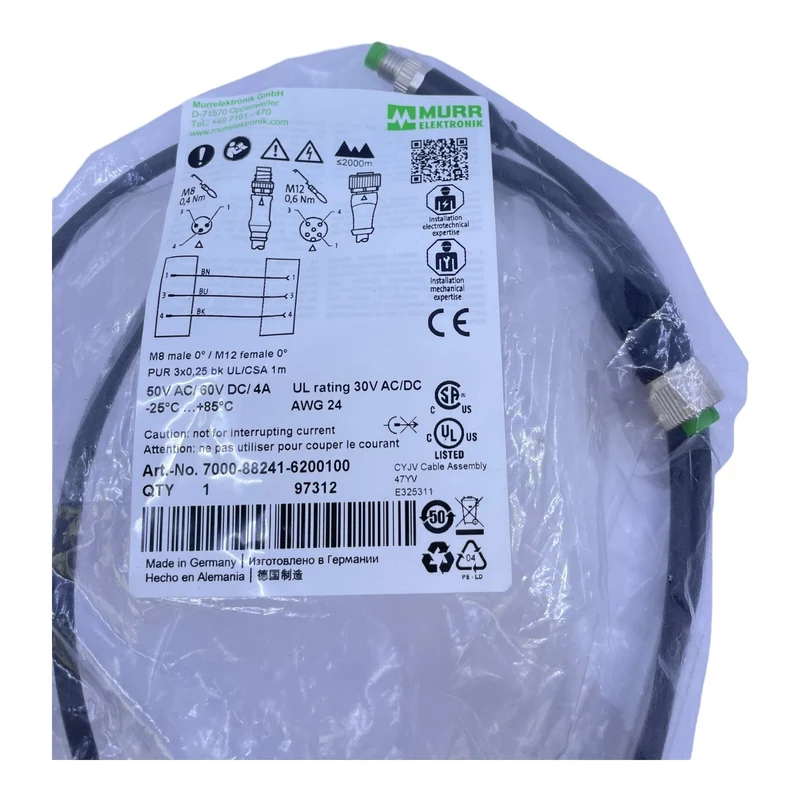Murr Elektronik 7000-88241-6200100 Steckverbinder 50V AC 60V DC 4A 3-polig