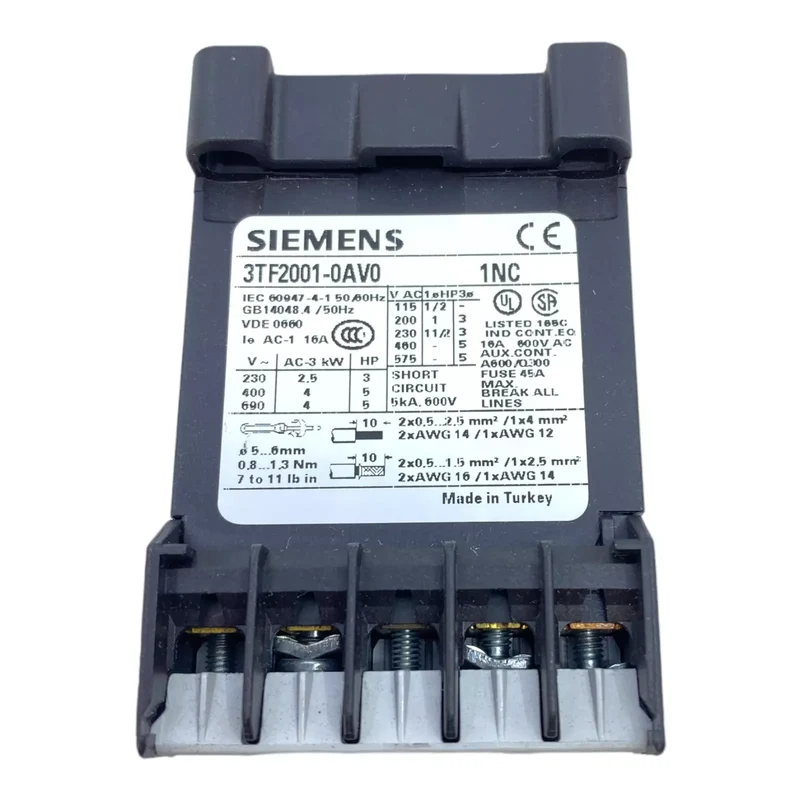 Siemens 3TF2001-0AV0 Schütz 3-polig AC-3 4kW 400 V Siemens 3TF2001-0AV0 400 V AC