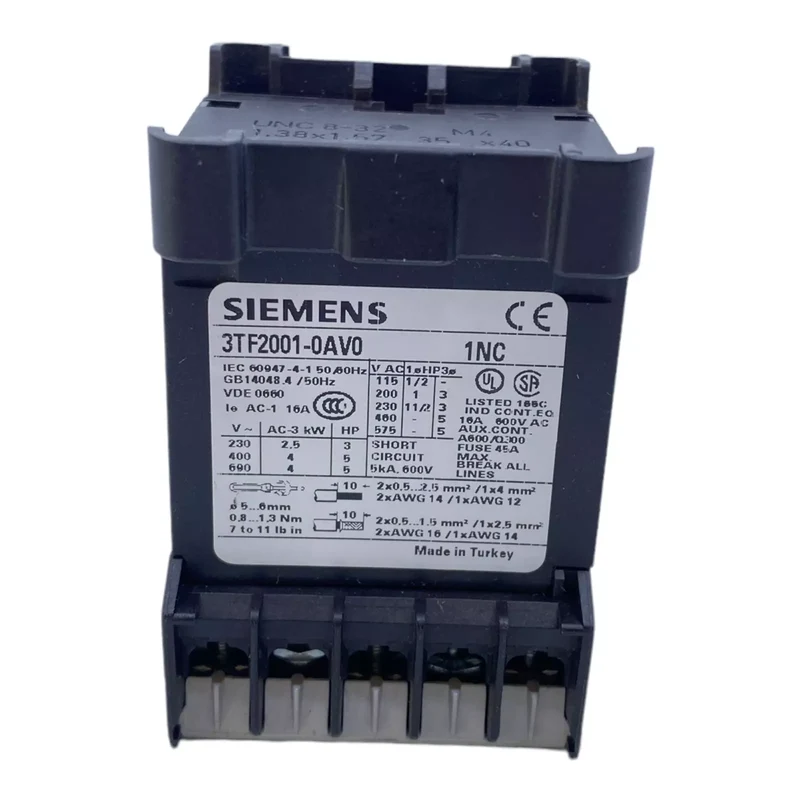 Siemens 3TF2001-0AV0 Schütz 3-polig AC-3 4kW 400 V Siemens 3TF2001-0AV0 400 V AC