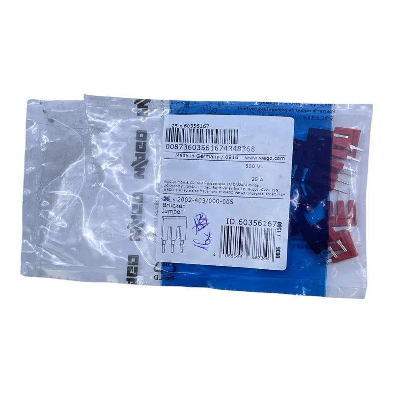 WAGO Brücker Jumper 2002-403/000-005 – 3-polig 25A 800V VE: 16 Stück
