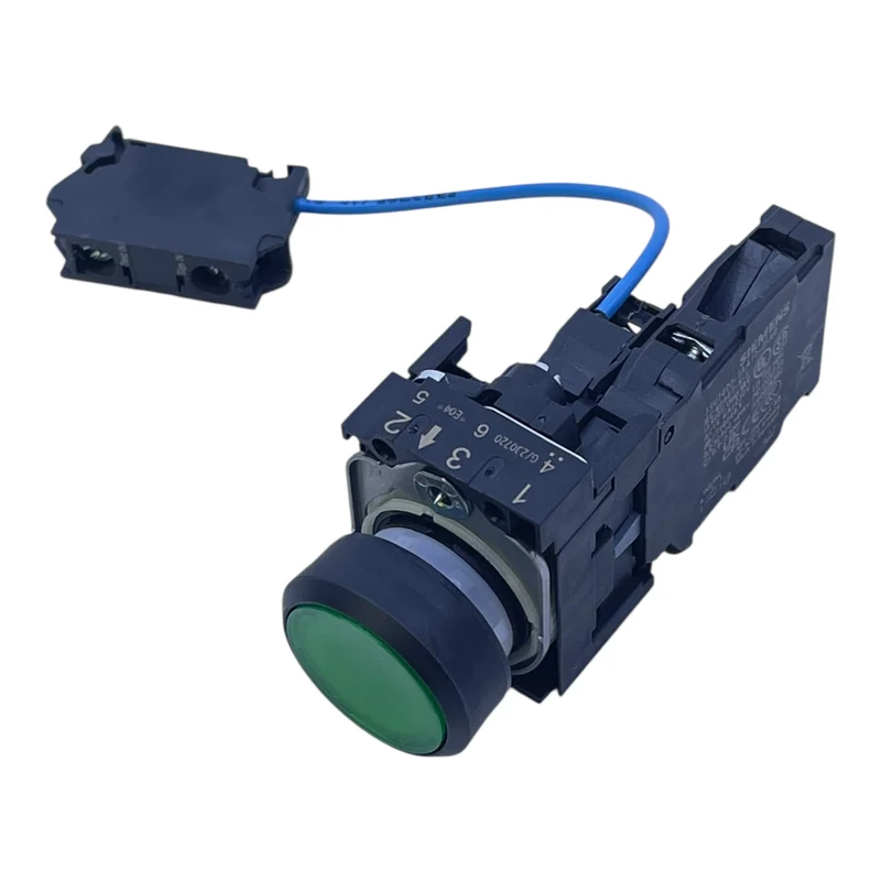 Siemens Drucktaster 3SU1400-1AA10-1FA0 mit LED-Modul 3SU1400-1CK10-1AA0 grün