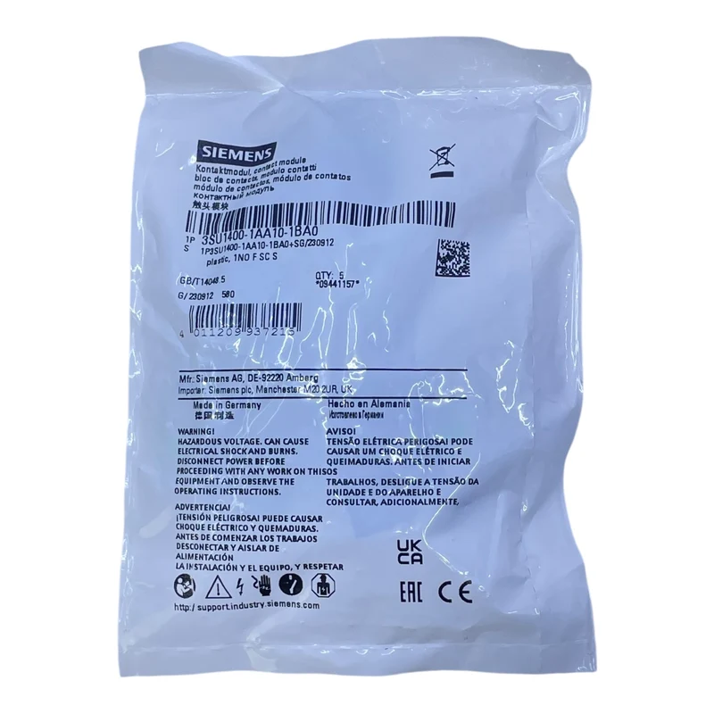 Siemens Kontaktmodul 3SU1400-1AA10-1BA0 für Drucktaster VE:5 Stück
