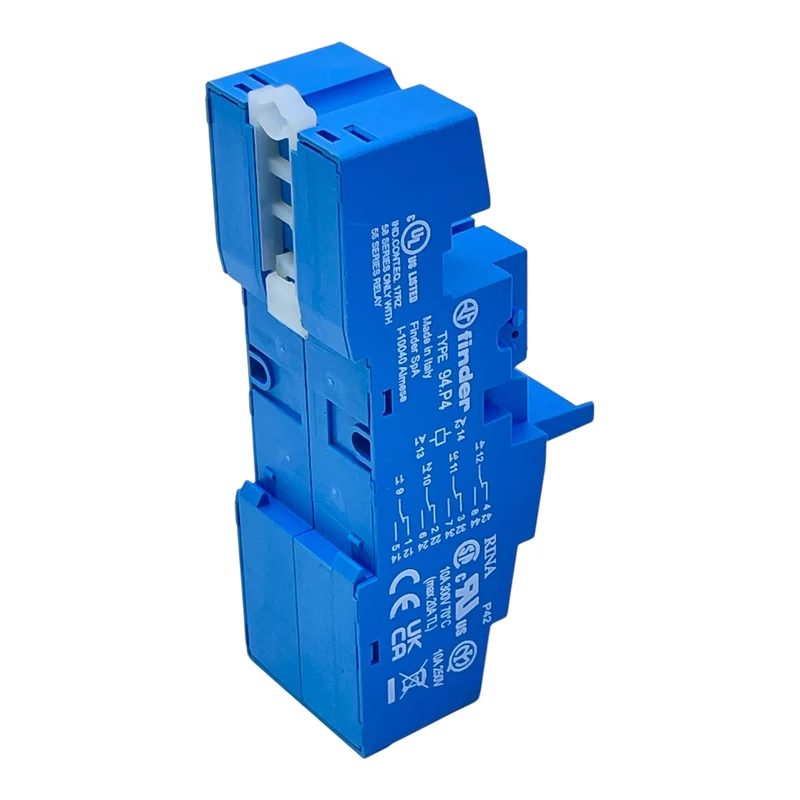 Finder Relaisfassung Typ 94.P4 für Serie 55/58 10A 300V Klemmenblock blau