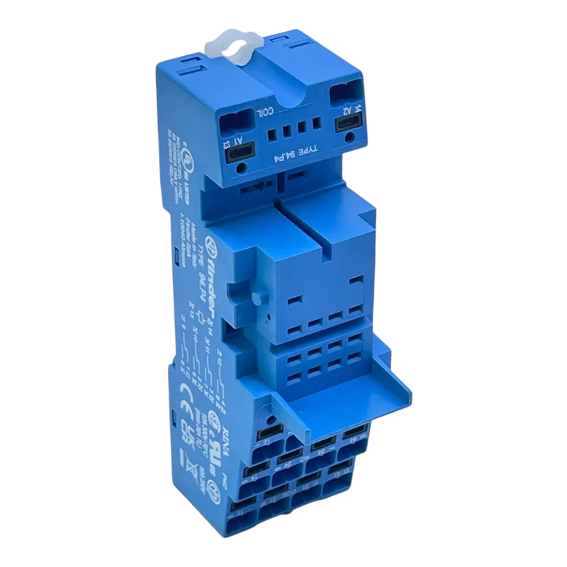 Finder Relaisfassung Typ 94.P4 für Serie 55/58 10A 300V Klemmenblock blau