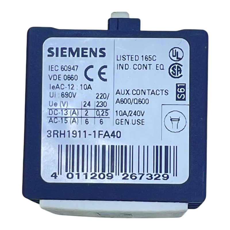 Siemens Hilfsschalterblock 3RH1911-1FA40 10A 240V 4-polig