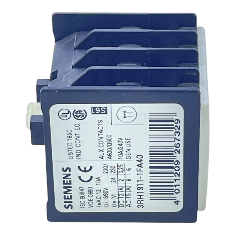 Siemens Hilfsschalterblock 3RH1911-1FA40 10A 240V 4-polig