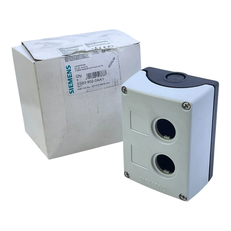 Siemens Leergehäuse 3SB3802-0AA3 für 2 Befehlsgeräte Bohrungen IP65 Leergehäuse