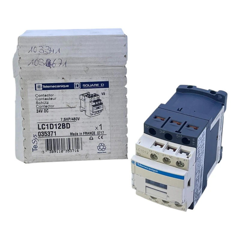 Telemecanique Schütz 5,5kW 24V DC LC1D12BD mit Hilfsmodul LAD4TBDL 3-polig