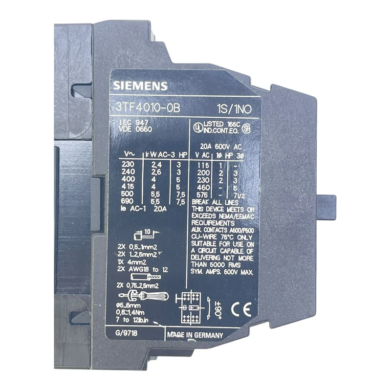 Siemens Leistungsschütz 24V 3TF4010-0B für industriellen Einsatz Leistungsschütz