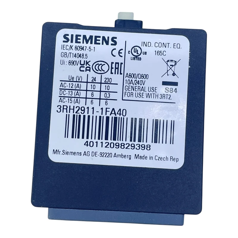 Siemens Hilfsschütz Hilfsschalterblock 3RH2911-1FA40 24V 230V Industrie Einsatz