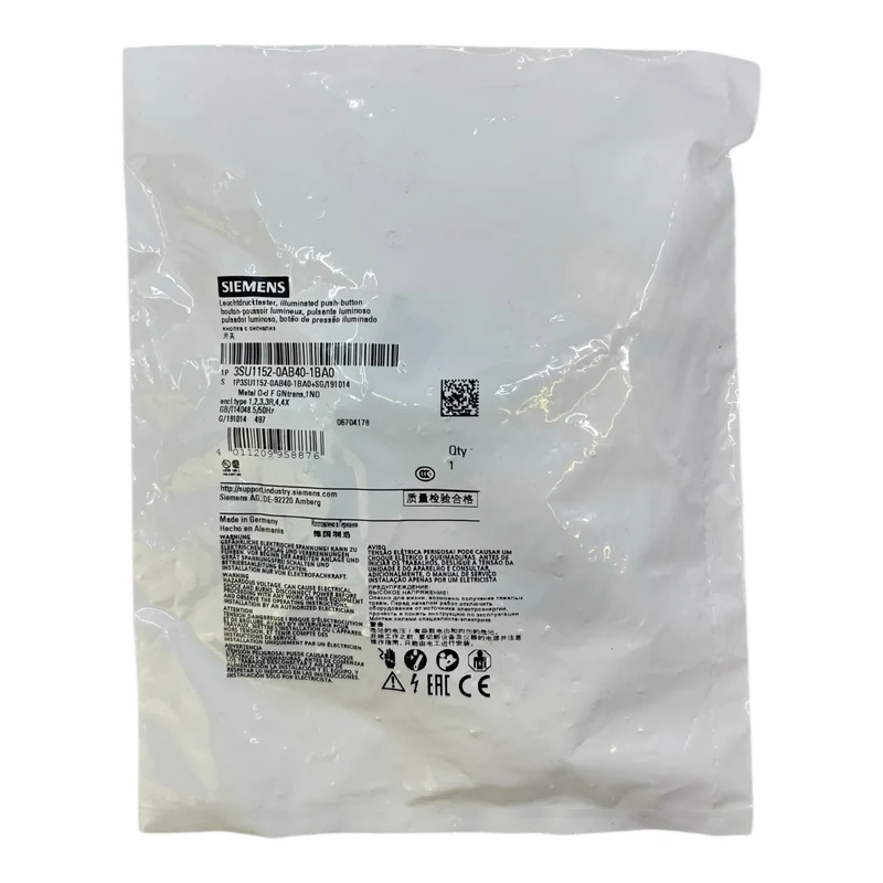 Siemens 3SU1152-0AB40-1BA0 Leuchtdrucktaster - für industriellen Einsatz Taster