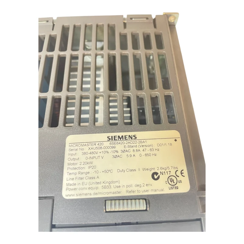 Siemens Frequenzumrichter 2,2kW Micromaster 420 6SE6420-2AD22-2BA1 380–480V 3AC