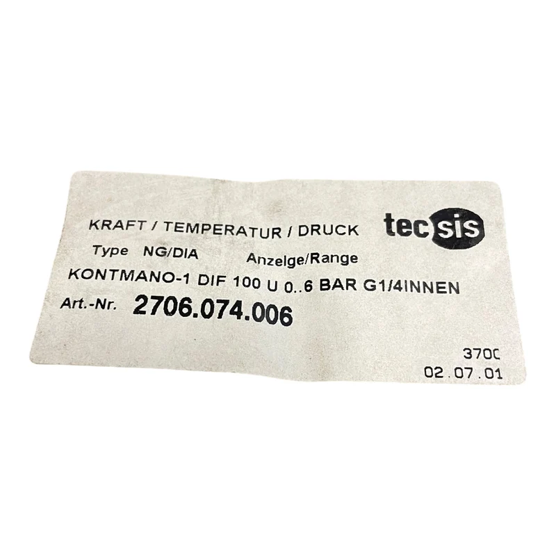Tecsis 2706.074.006 0-6bar Manometer - für industriellen Einsatz Manometer