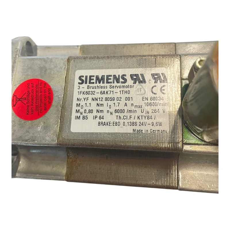 Siemens Servomotor 0,8Nm 1FK6032-6AK71-1TG0 SIMOTICS S-1FK60 Servomotor Siemens